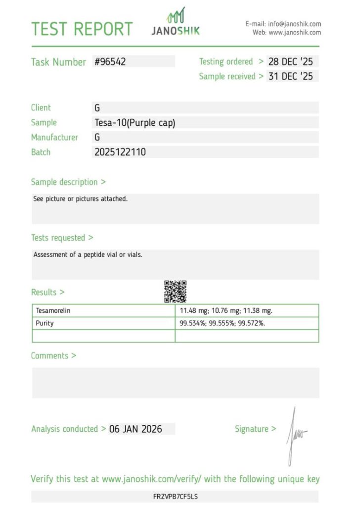 Tesa certificate of analysis
