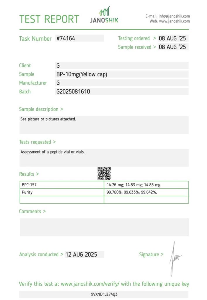 BPC certificate of analysis